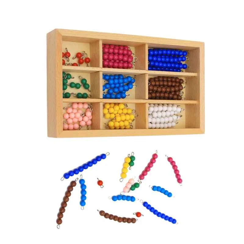 Wooden Math Toy for Kids - Montessori Checker Board with Counting Beads for Educational Fun