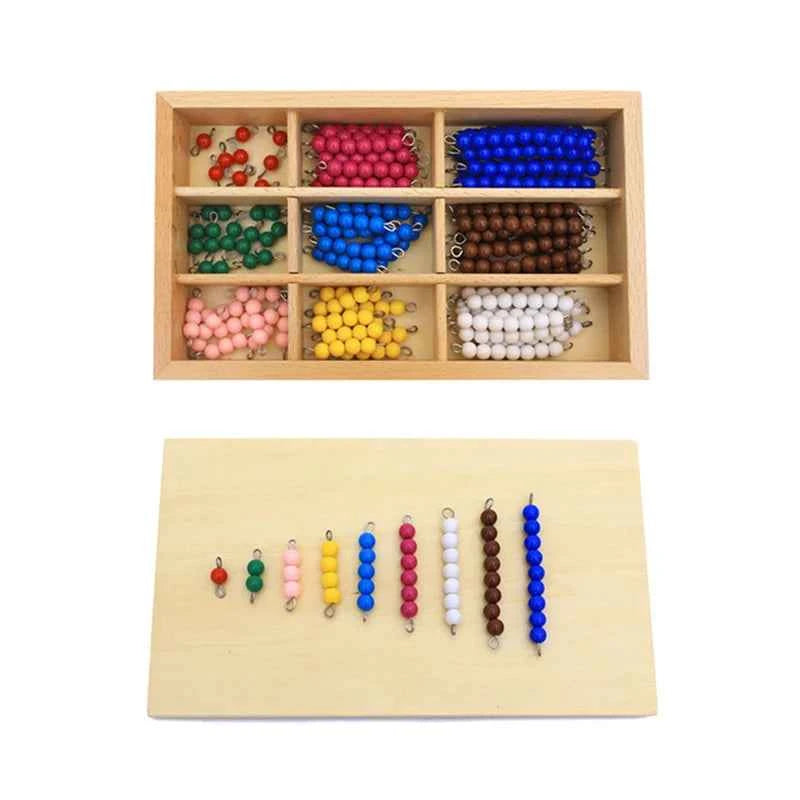 Wooden Math Toy for Kids - Montessori Checker Board with Counting Beads for Educational Fun