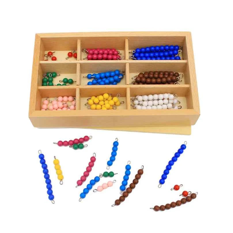 Wooden Math Toy for Kids - Montessori Checker Board with Counting Beads for Educational Fun