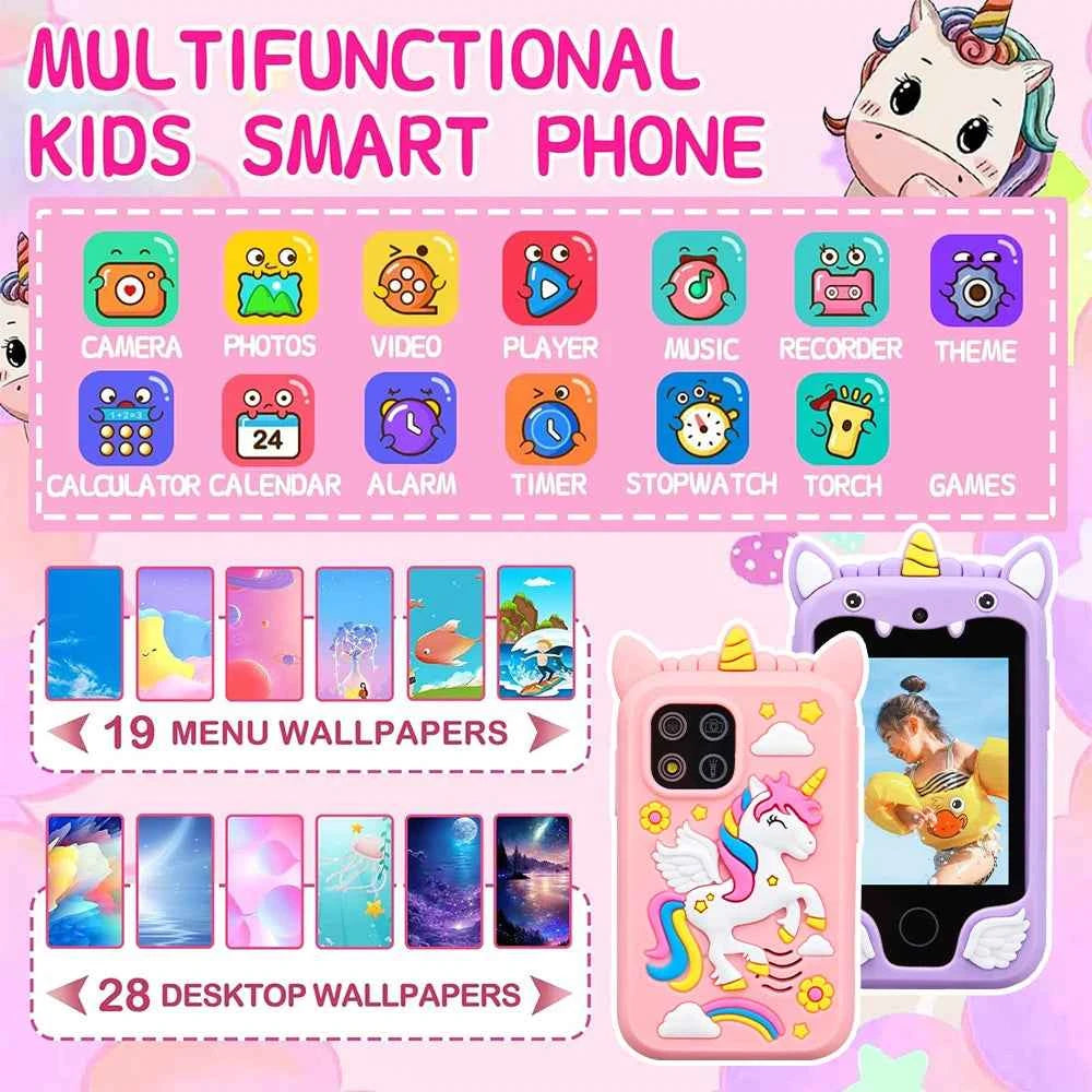 Kids Camera Phone Toy - Educational Touchscreen MP3 Player for Ages 3-8