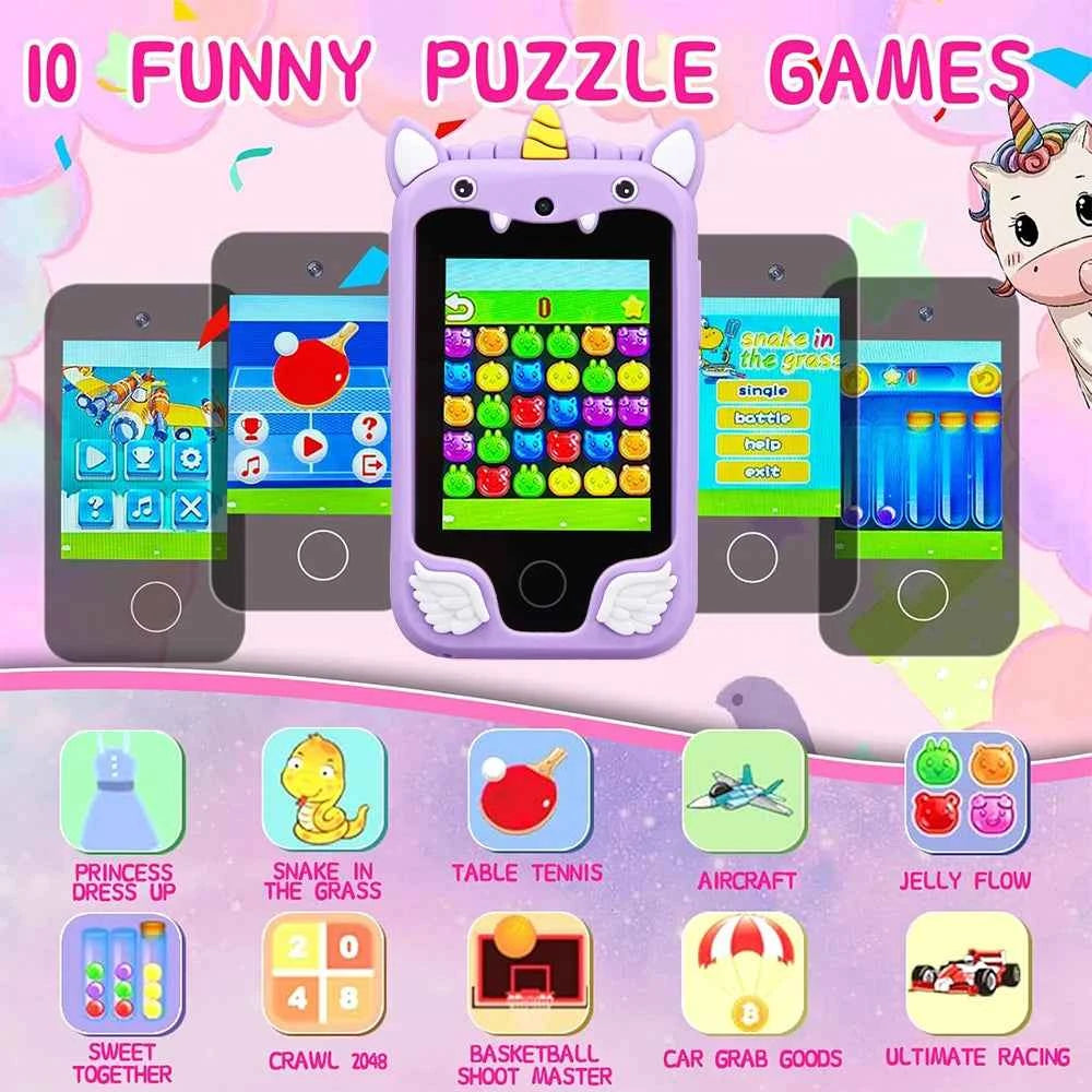 Kids Camera Phone Toy - Educational Touchscreen MP3 Player for Ages 3-8