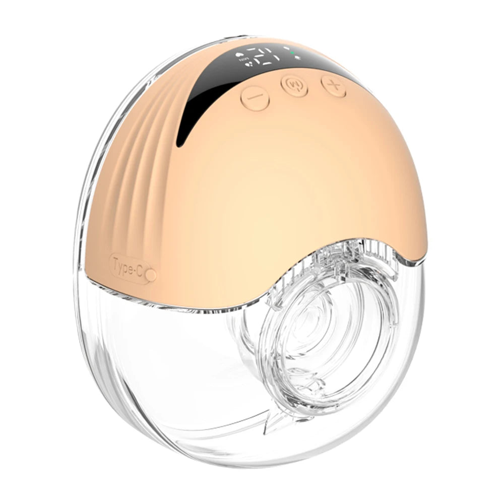 Beige and clear handheld device on a white background