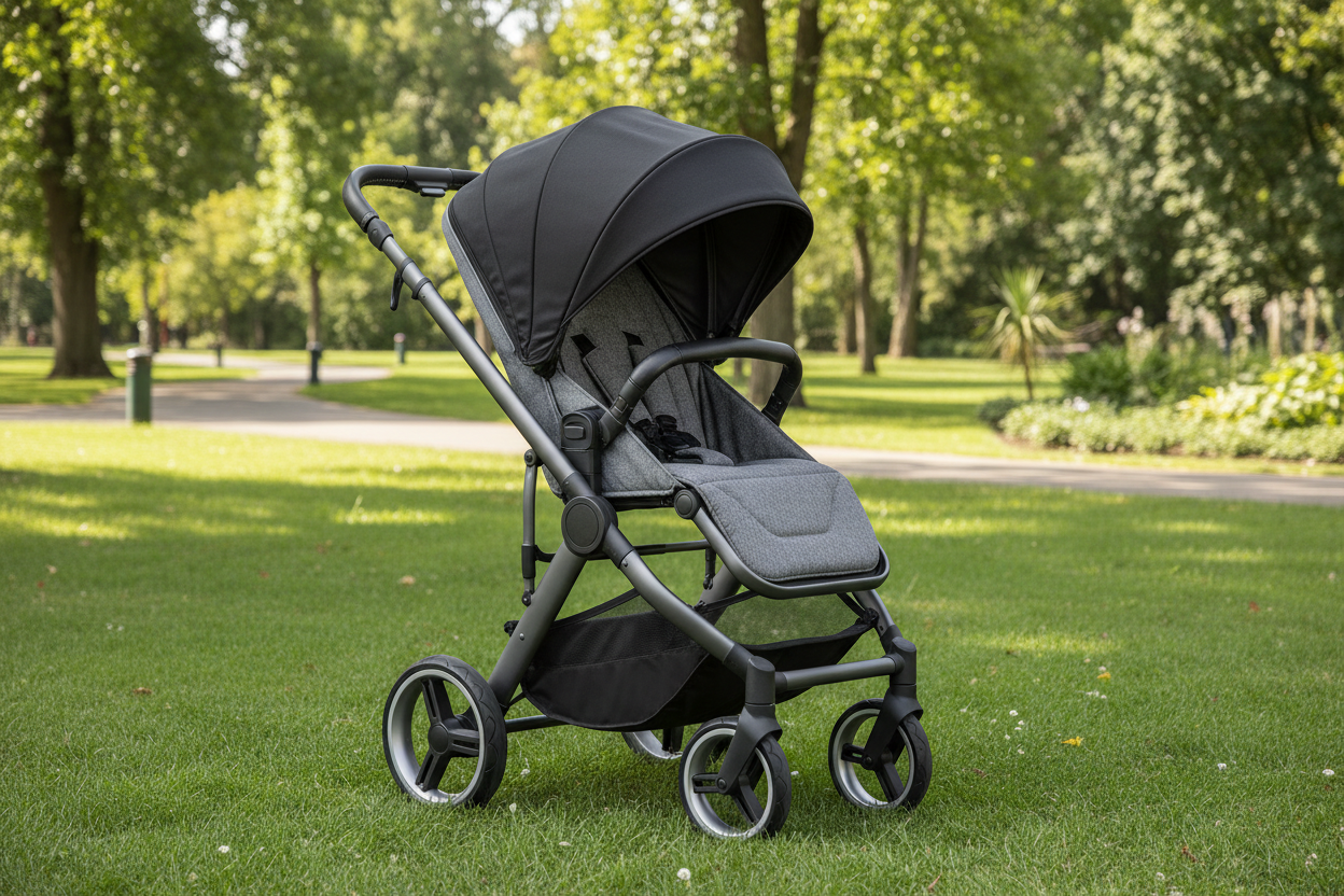 Baby Stroller in Park Setting