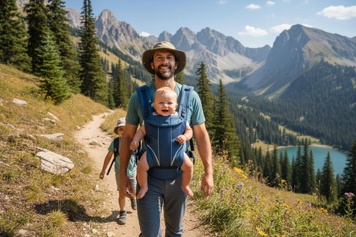 Father Hiking with Baby Carrier